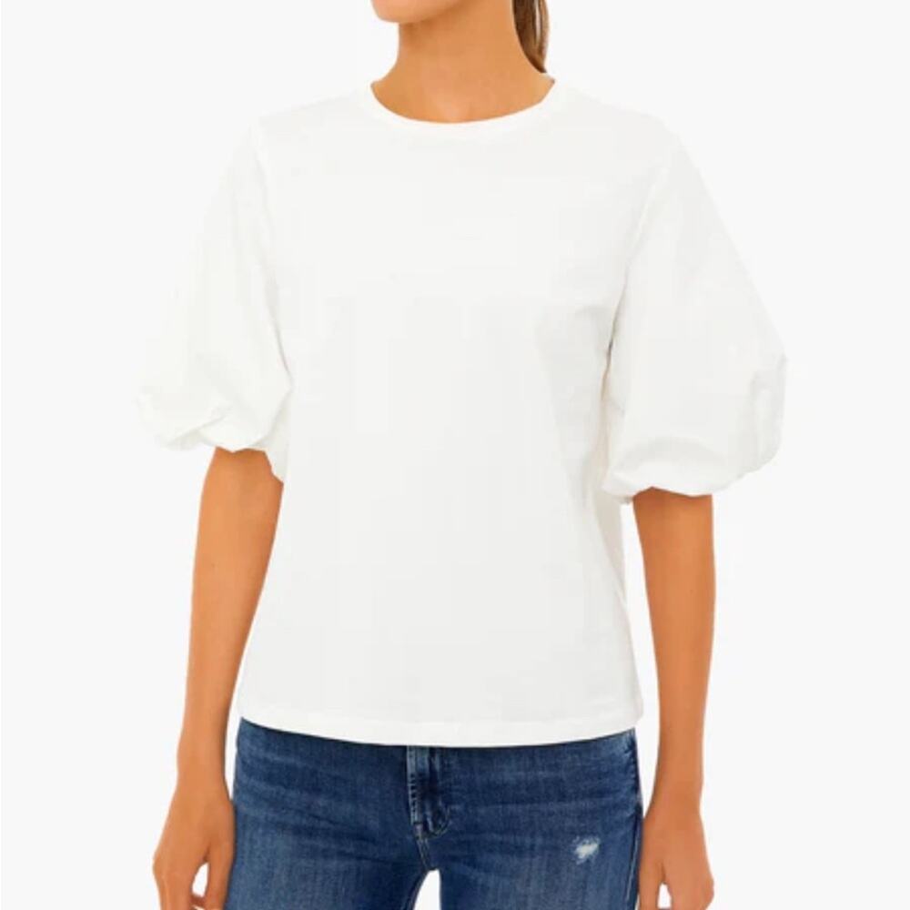Tuckernuck Pomander Place Jenna White Puff Sleeve Top XS